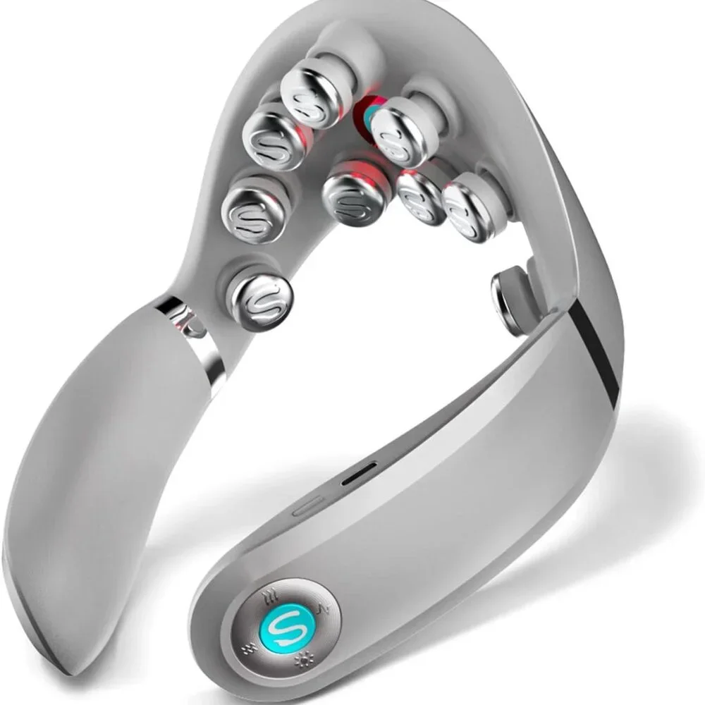 Gray Neck Massager with Heat and Multi-Mode Therapy -
